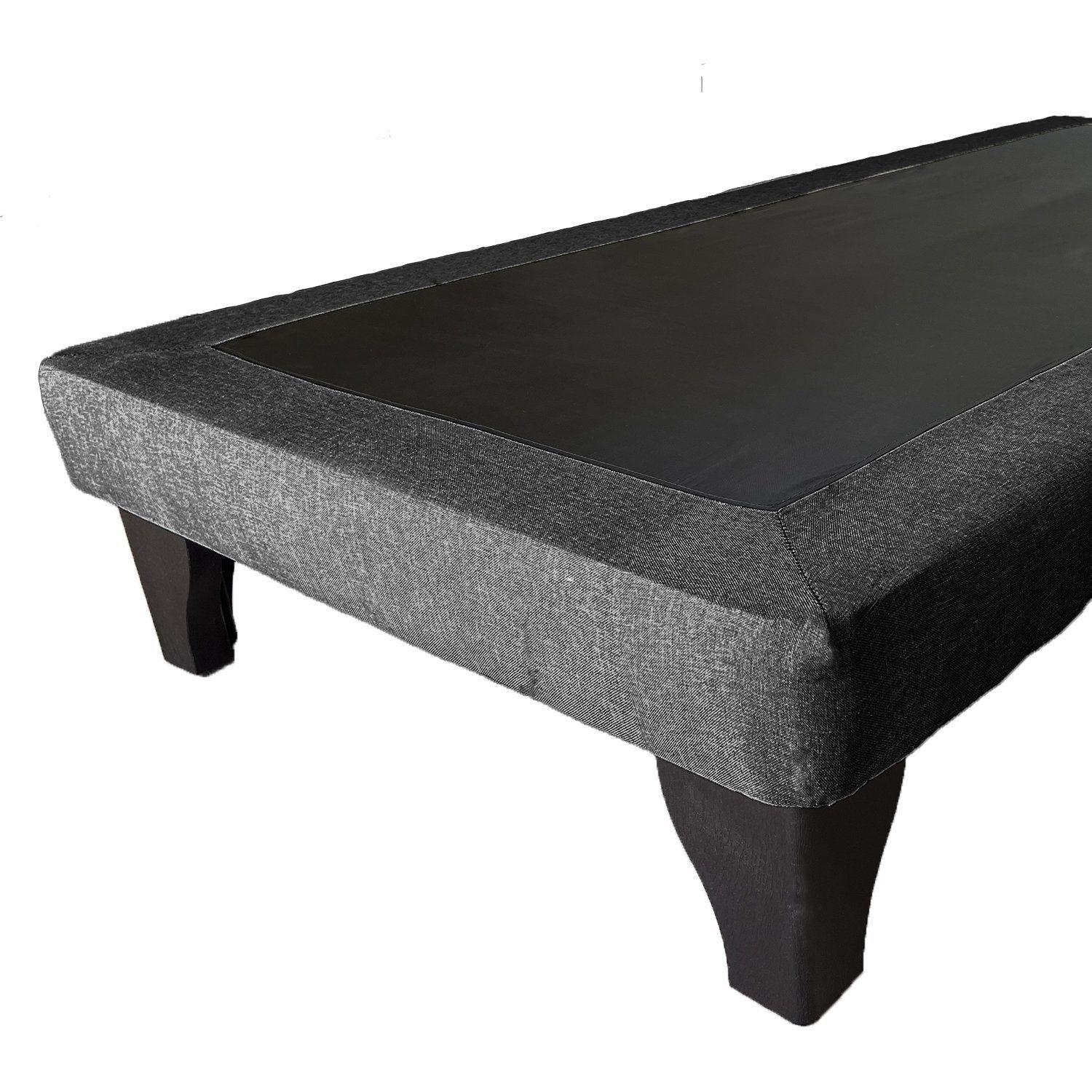 Base de Cama Europea 1.5 Plazas Tela Gris Oscuro-2