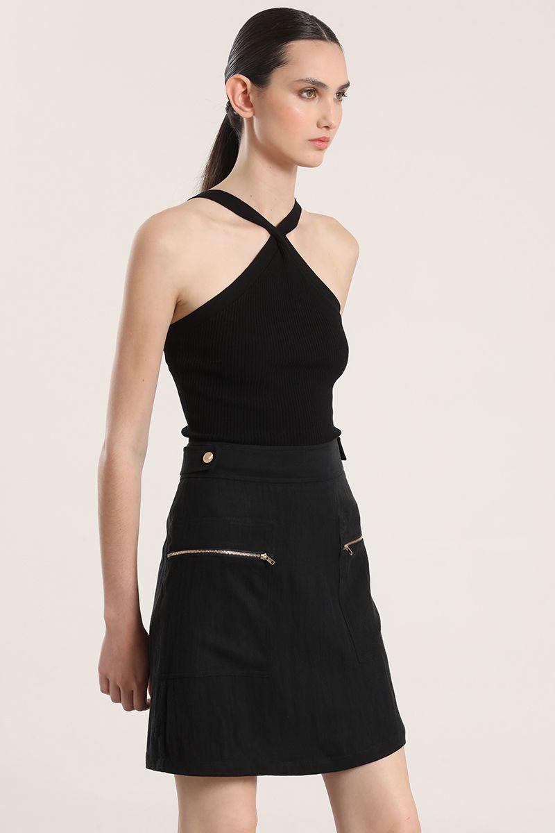 Falda mini cargo Liola mujer negro-2