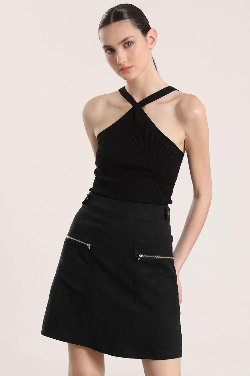 Falda mini cargo Liola mujer negro-3