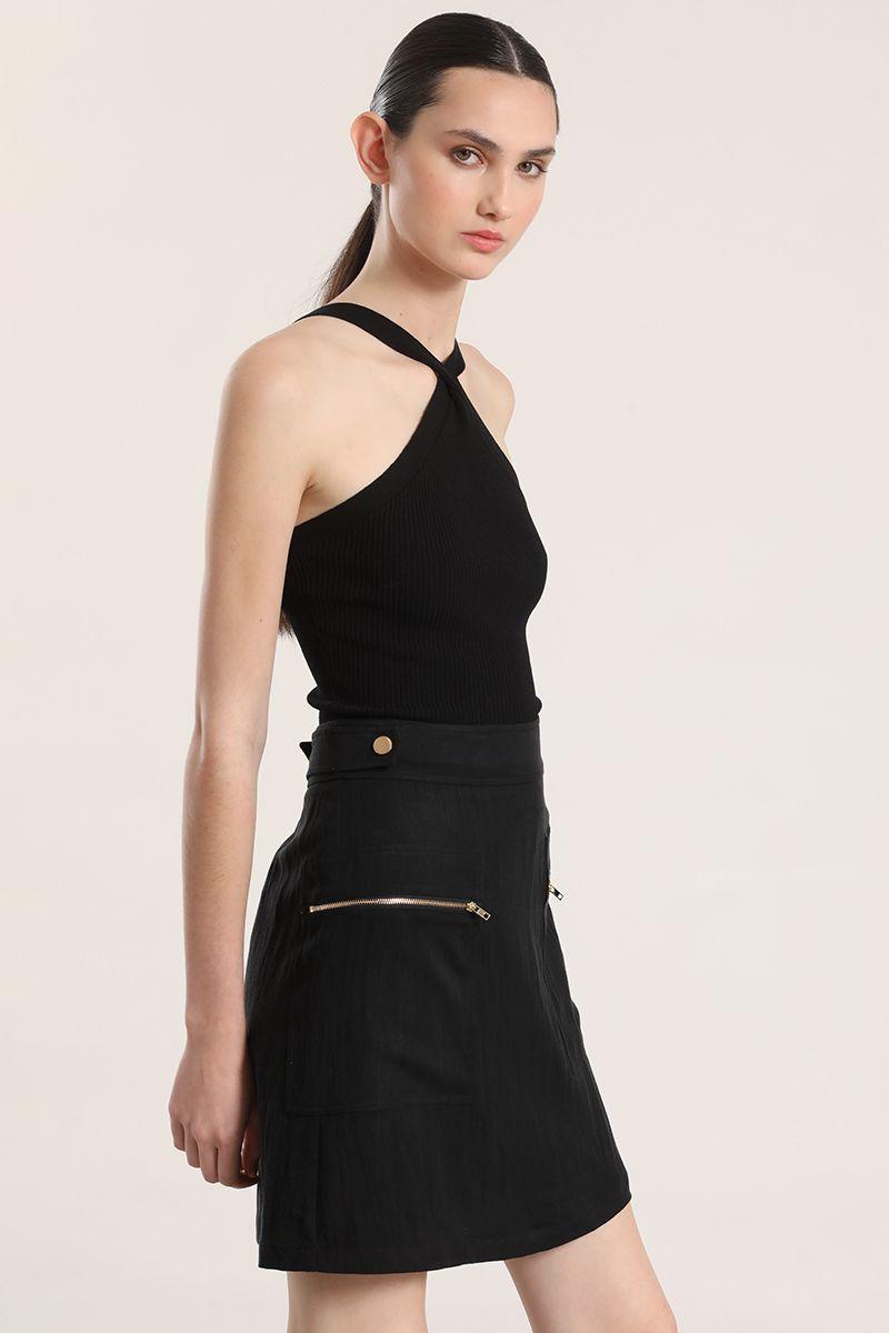 Falda mini cargo Liola mujer negro-4