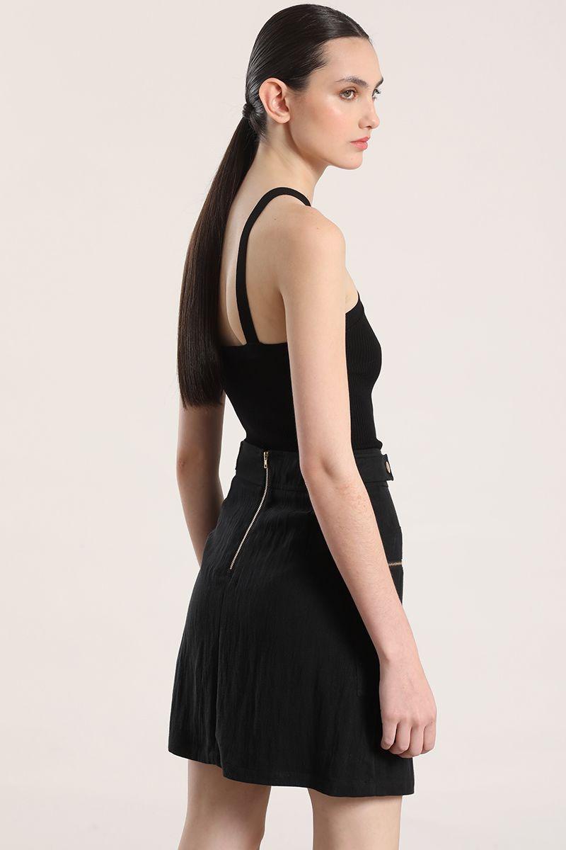 Falda mini cargo Liola mujer negro-5