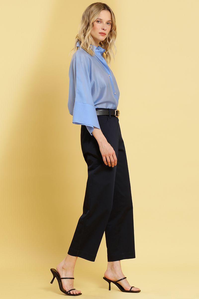 Pantalon barrel, tiro alto, azul Liola-4