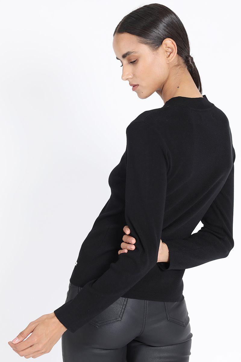 Tejido Punto Aberturas En Gotas, Negro Liola-5