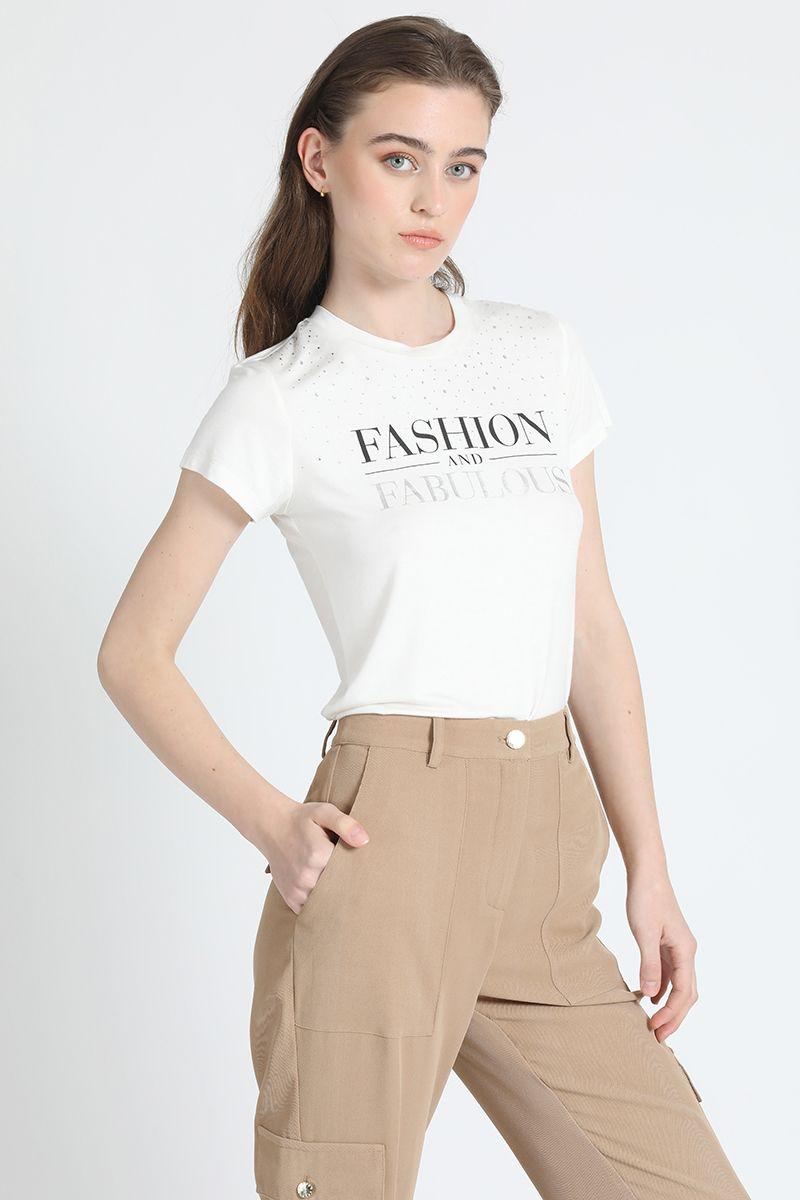 Polera Estampado Strass Crudo Liola-1