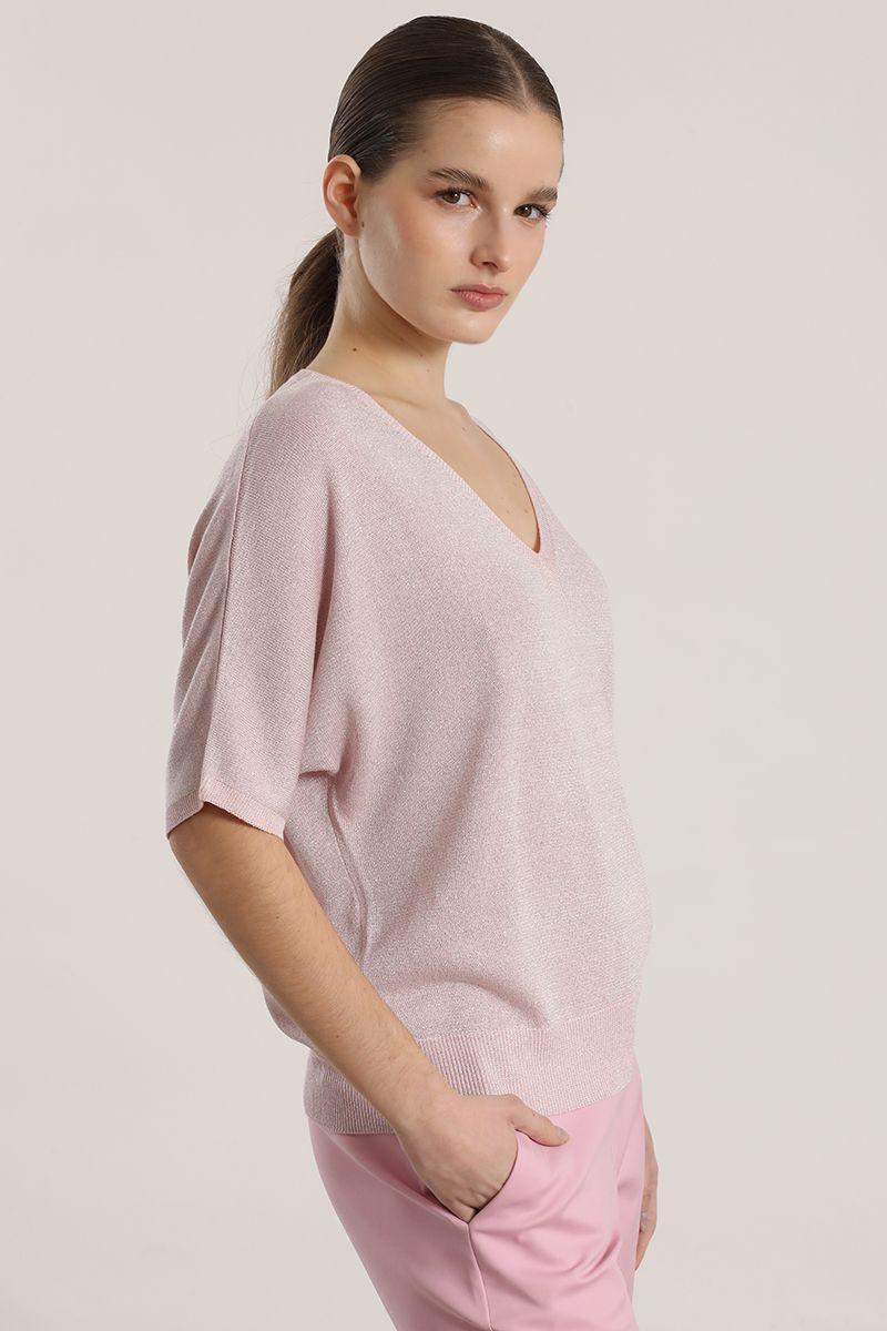 Tejido punto metalizado liola mujer rosa-3