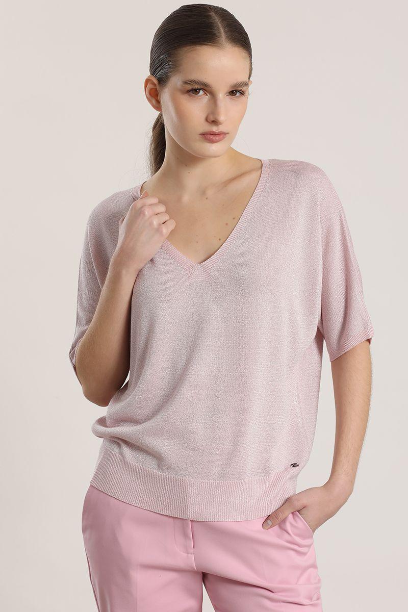 Tejido punto metalizado liola mujer rosa-5