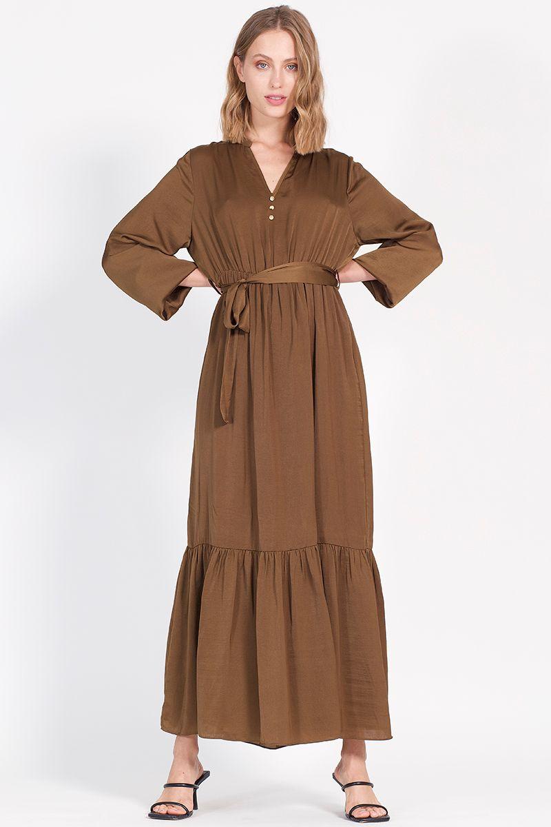Vestido Largo Chocolate Liola-0