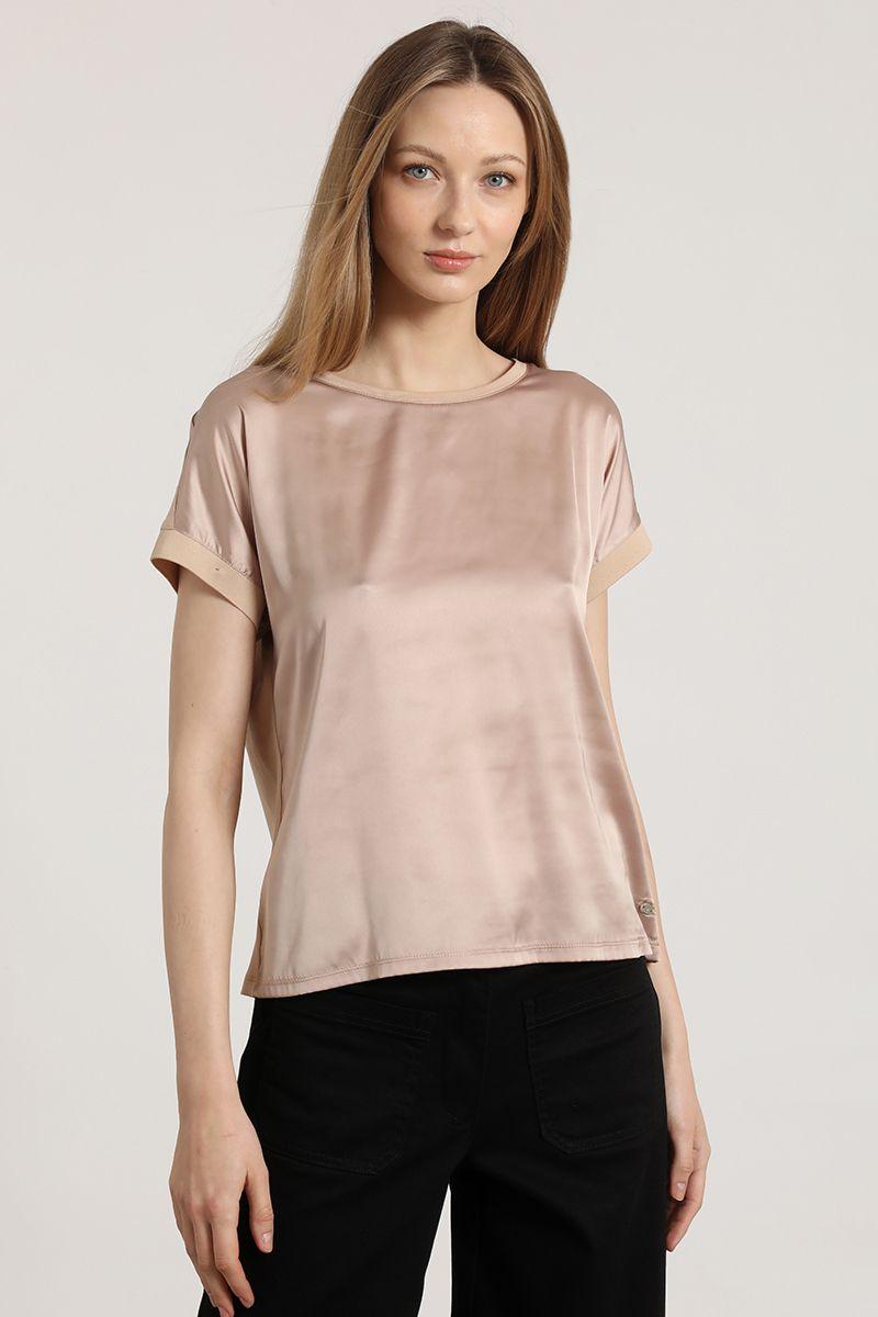 Polera básica satin Liola mujer beige-0