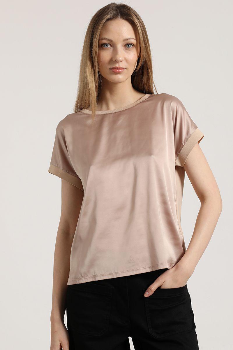 Polera básica satin Liola mujer beige-2