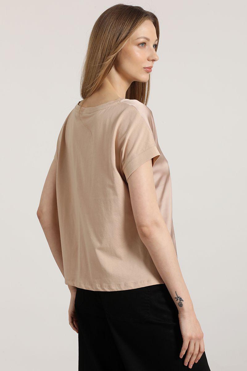 Polera básica satin Liola mujer beige-3
