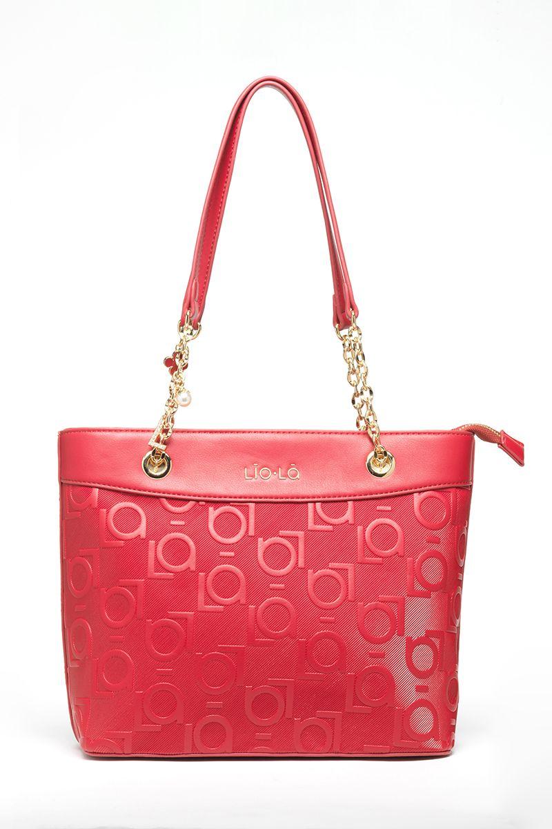 Cartera Efecto Cuero Textura Logo Liola, Rojo Liola-0