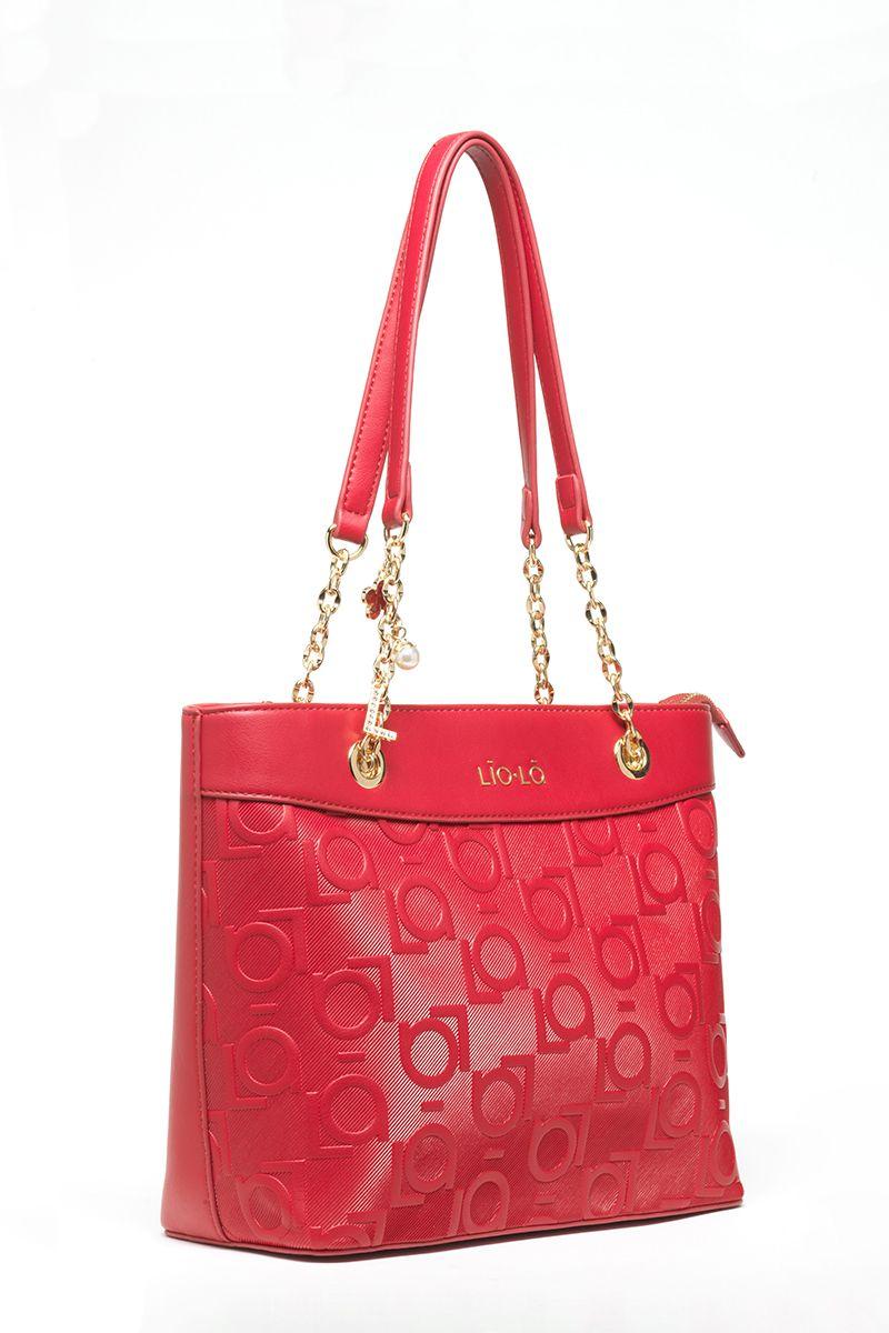 Cartera Efecto Cuero Textura Logo Liola, Rojo Liola-1