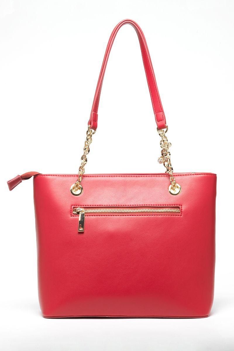 Cartera Efecto Cuero Textura Logo Liola, Rojo Liola-3