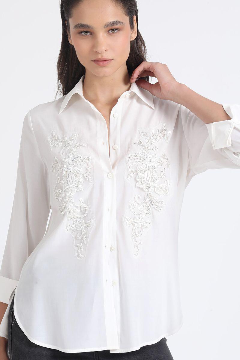 Blusa Aplicación Bordado, Crudo Liola-0