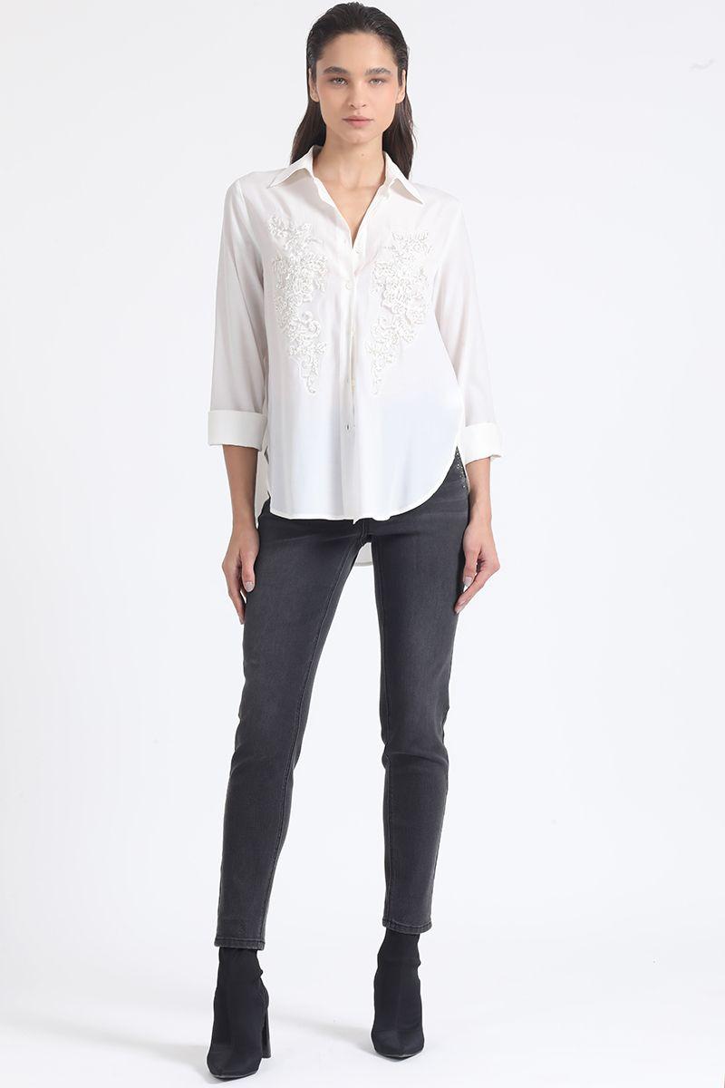Blusa Aplicación Bordado, Crudo Liola-1