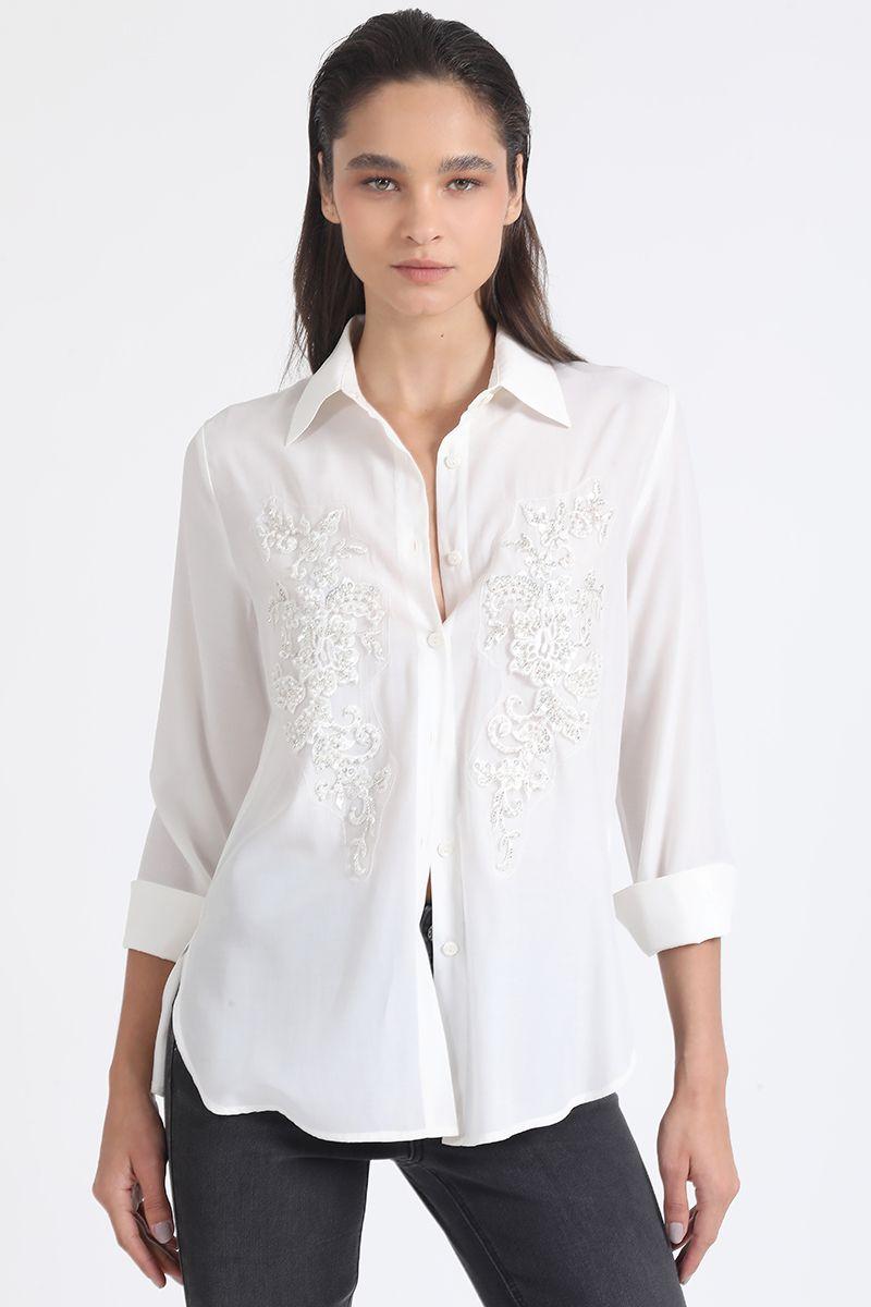 Blusa Aplicación Bordado, Crudo Liola-2
