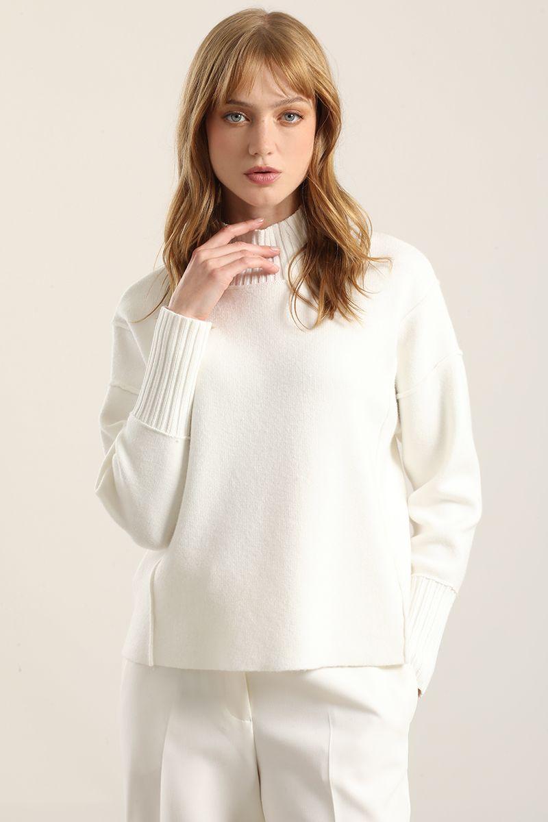 Jersey punto, cortes destacados, crudo Liola-2