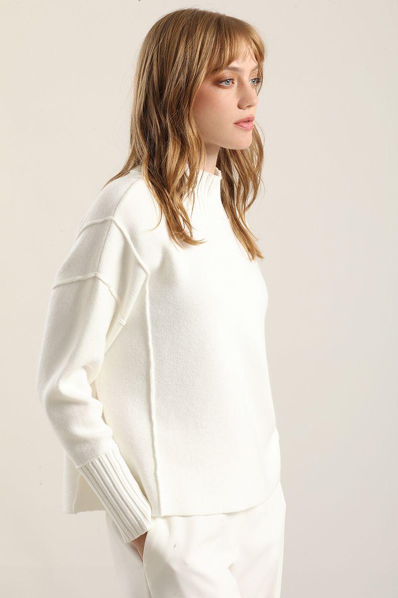 Jersey punto, cortes destacados, crudo Liola-3