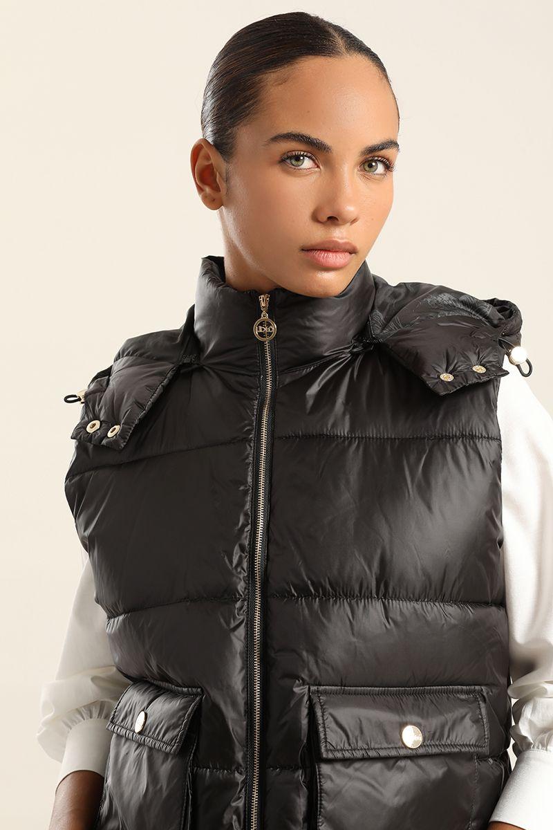 Parka Con Capucha Desmontable,Negro Liola-2