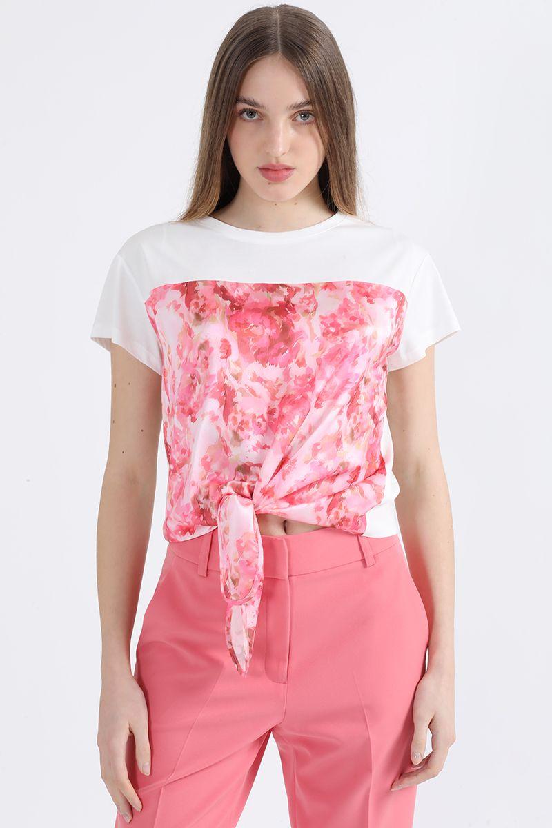 Polera Con Satin Estampado, Rosa Liola-0