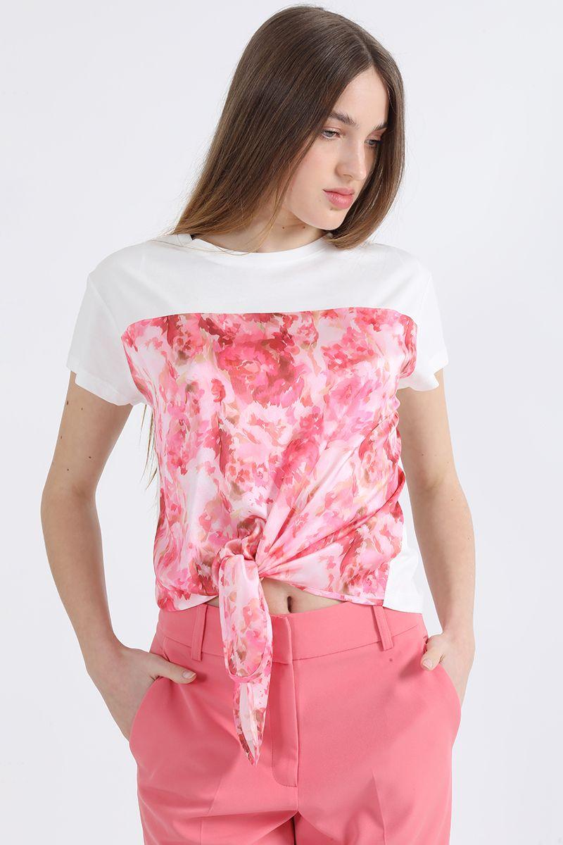Polera Con Satin Estampado, Rosa Liola-2