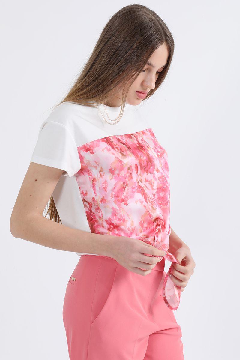 Polera Con Satin Estampado, Rosa Liola-4