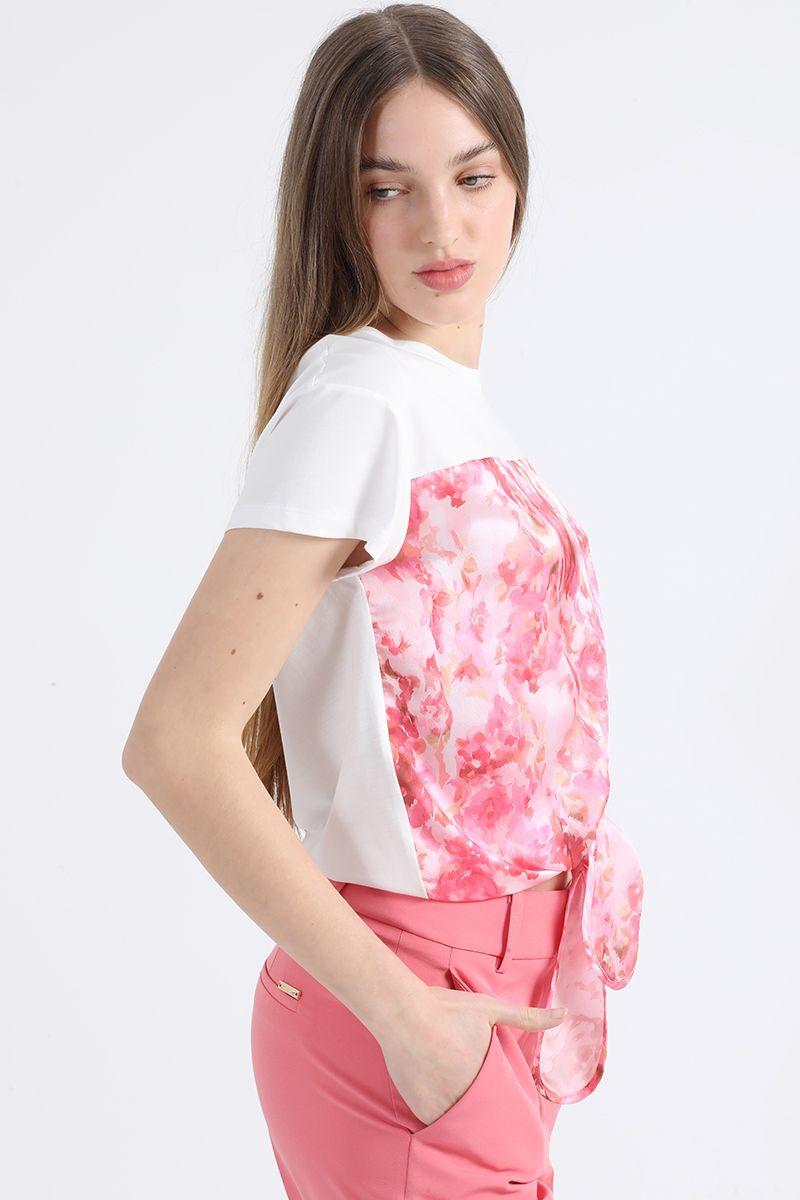 Polera Con Satin Estampado, Rosa Liola-5