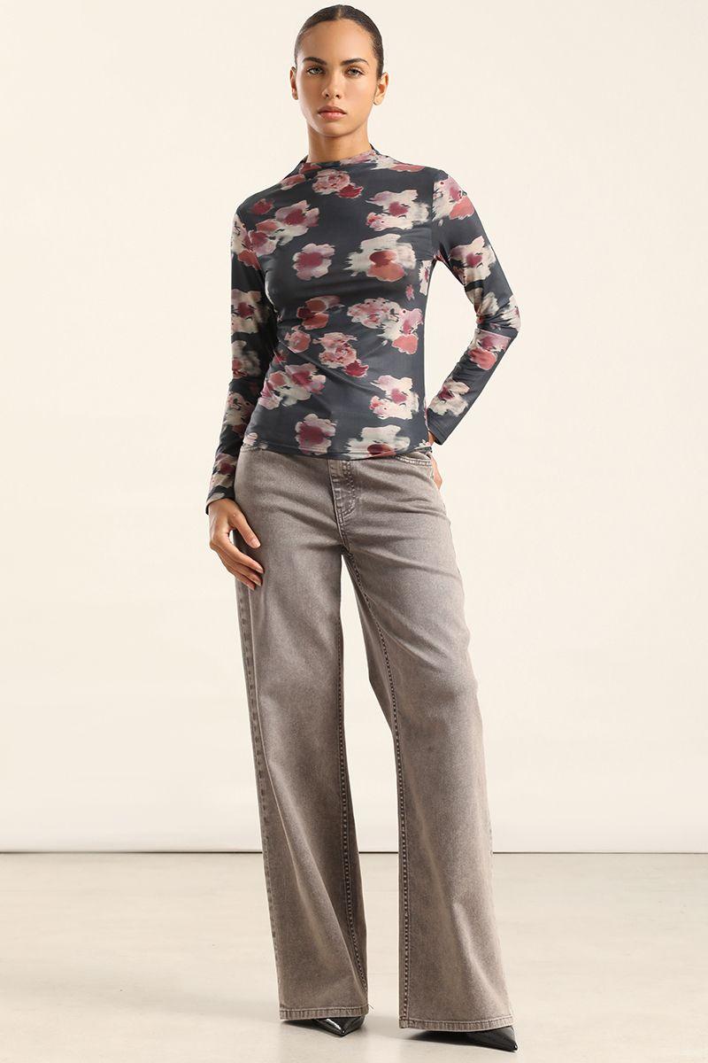 Top Malla Estampado Floral, Negro Liola-6