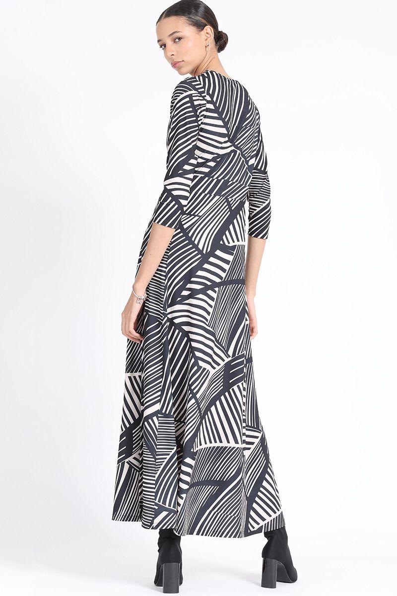 Vestido Maxi, Jersey Estampado, Negro Liola-2