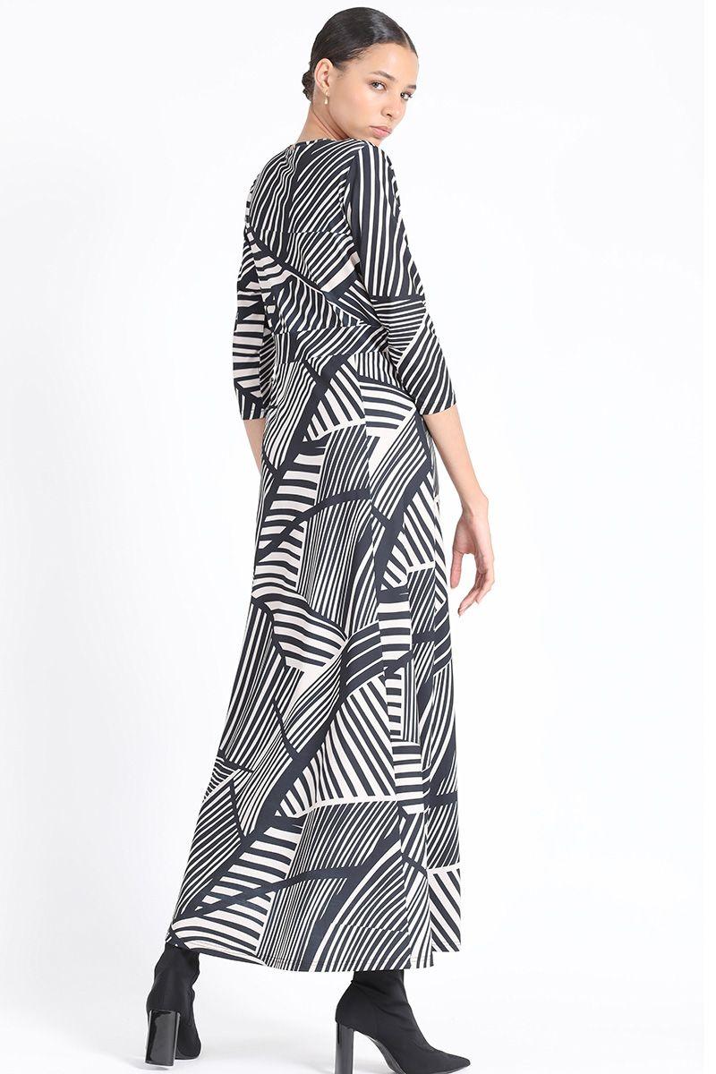 Vestido Maxi, Jersey Estampado, Negro Liola-4