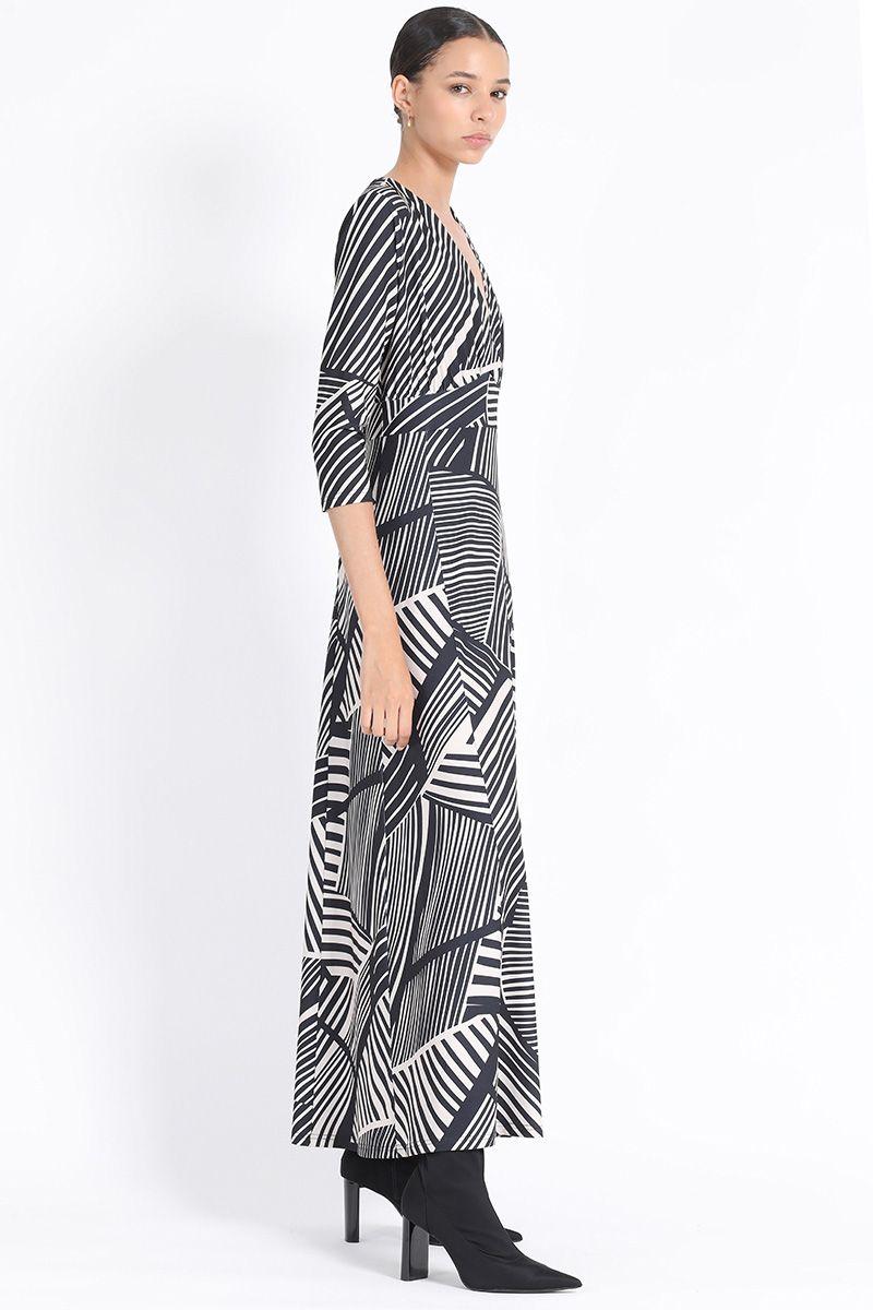 Vestido Maxi, Jersey Estampado, Negro Liola-5