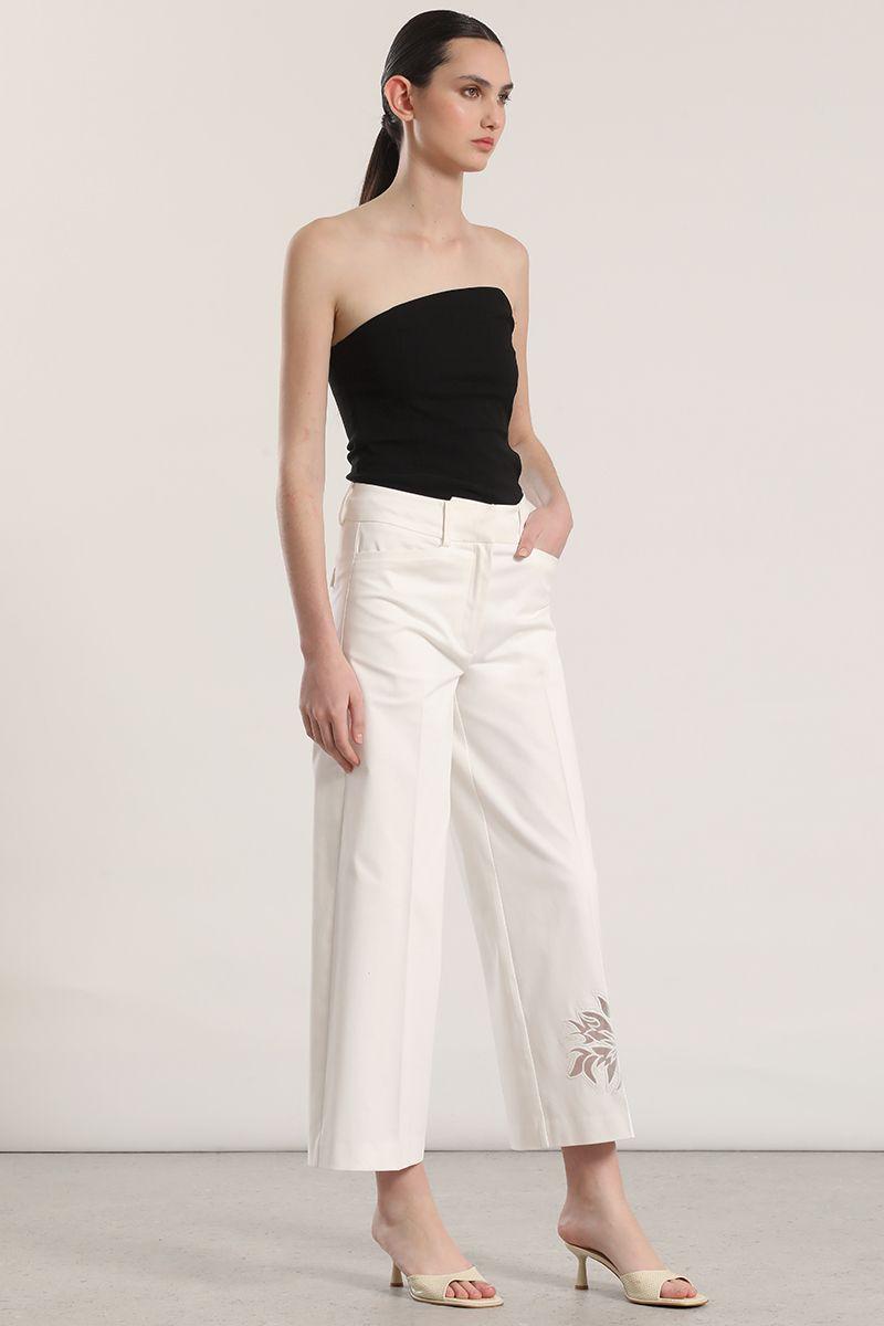Pantalón ancho bordado liola mujer crudo-3