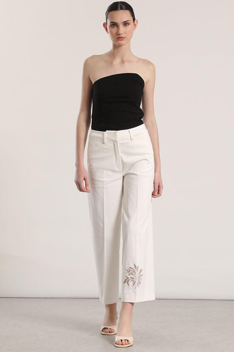 Pantalón ancho bordado liola mujer crudo-4