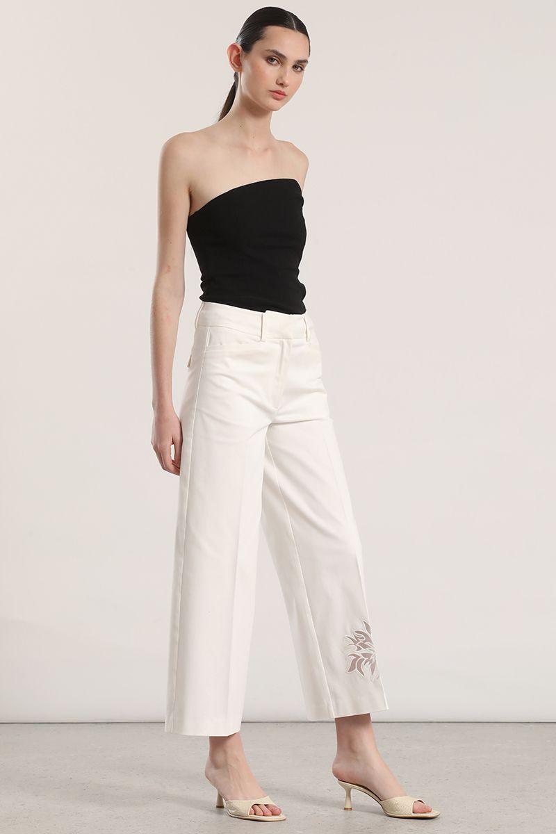 Pantalón ancho bordado liola mujer crudo-5