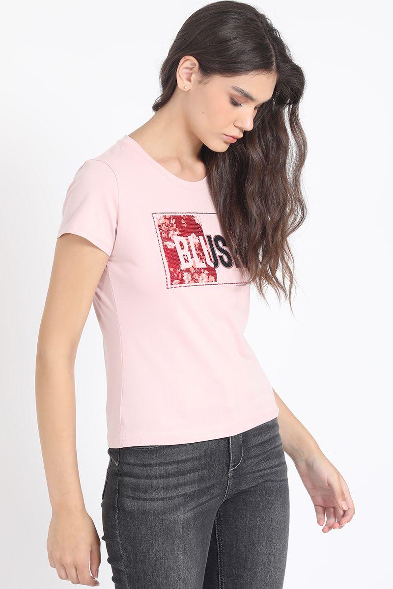 Polera Algodón Spandex, Estampado Blush, Rosa Liola-4