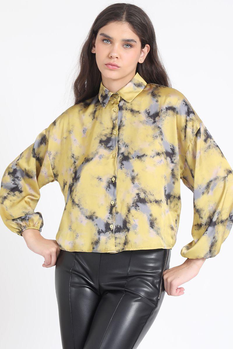 Blusa  Satin Estampado, Amarillo Liola-3
