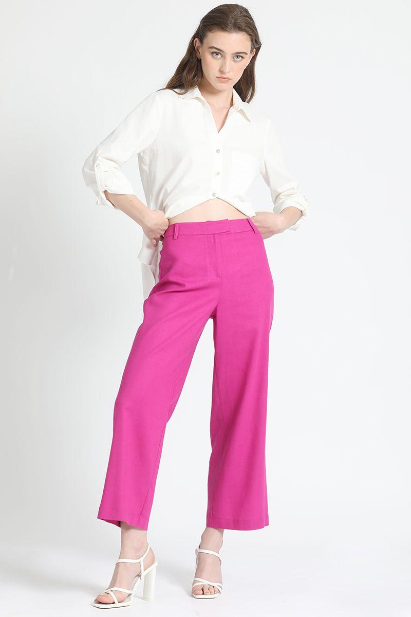 Pantalon Pescador Lino Fresa Liola-0