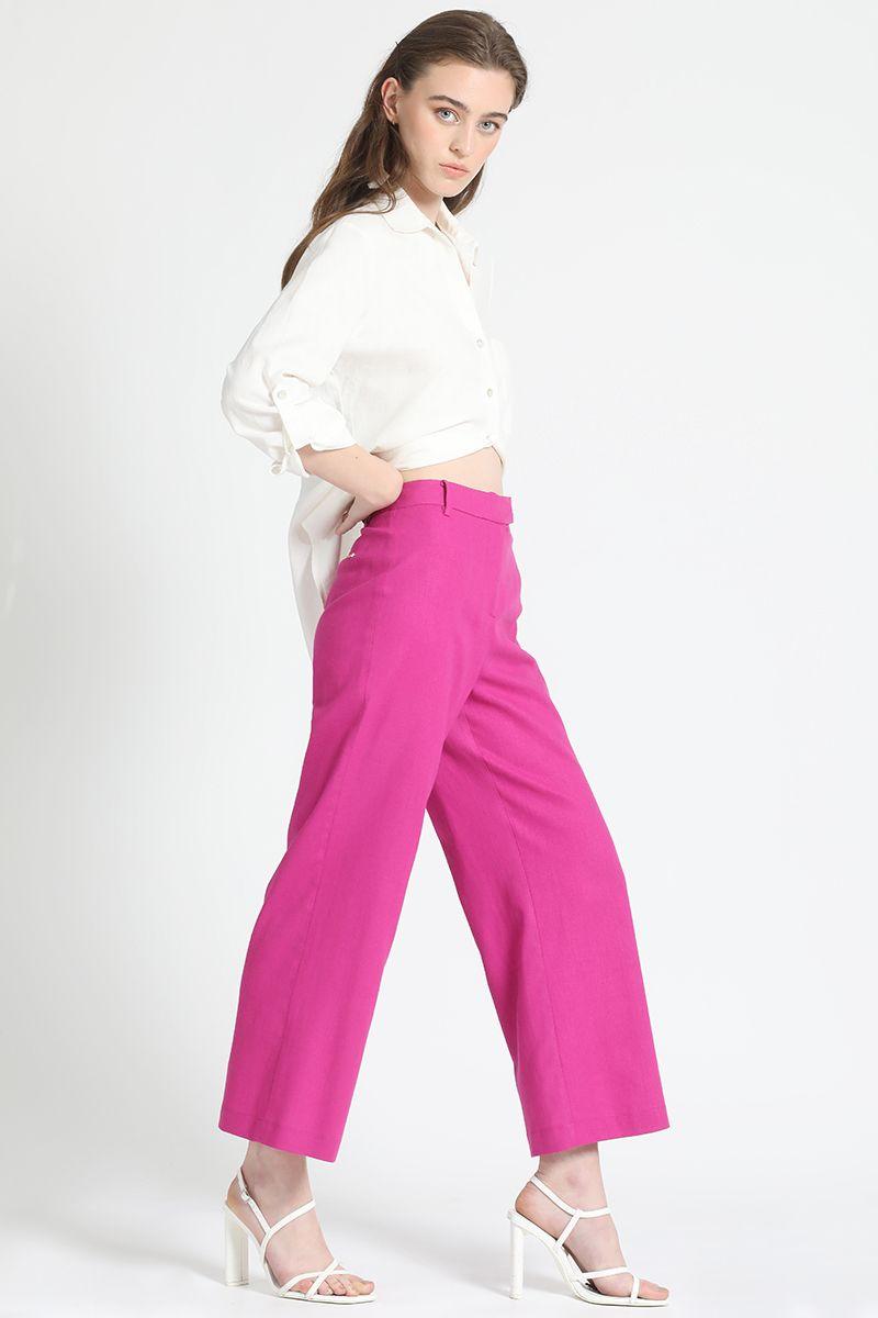 Pantalon Pescador Lino Fresa Liola-1