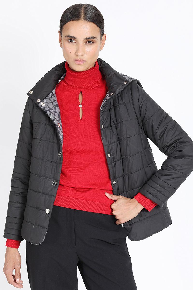 Parka Con Capucha Desmontable, Negro Liola-2
