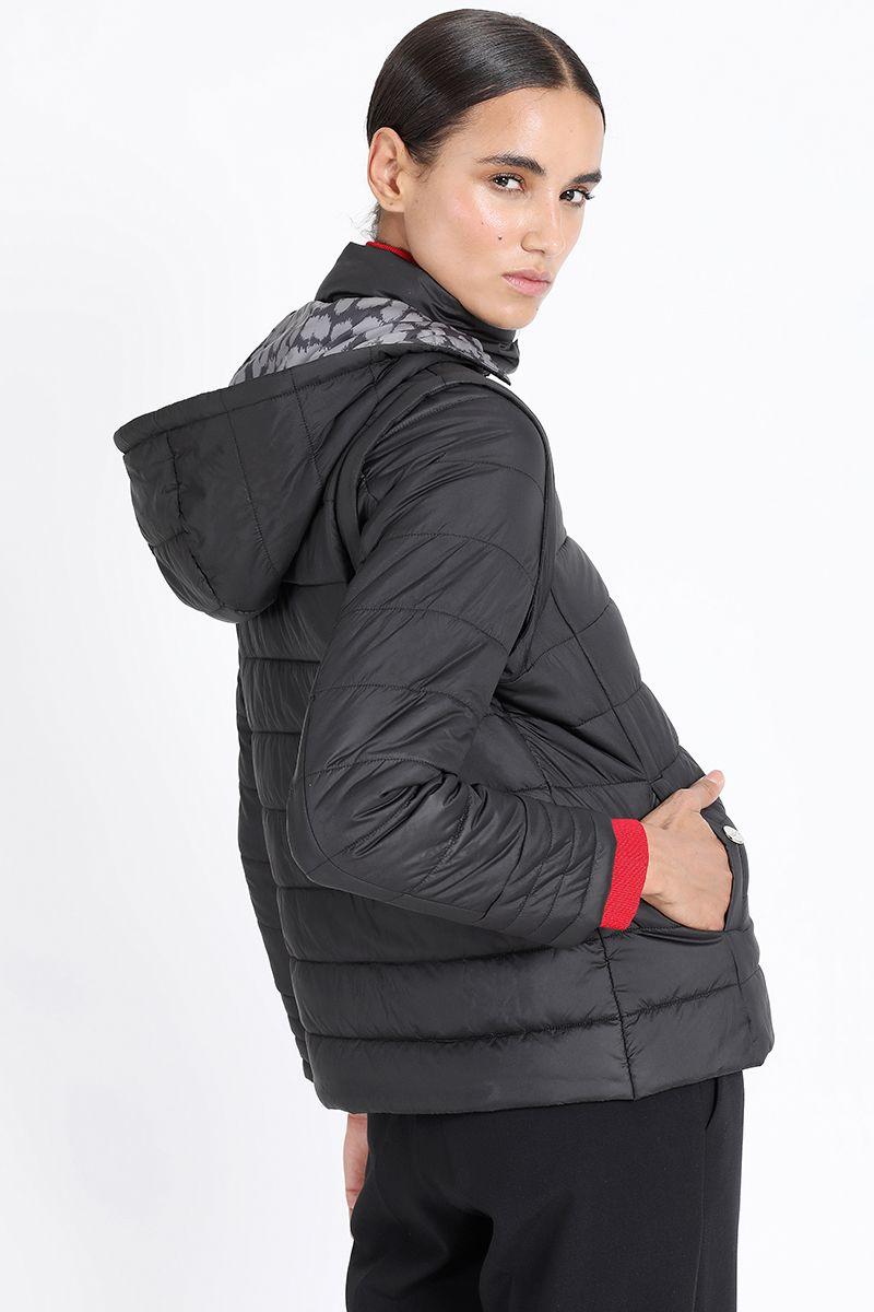 Parka Con Capucha Desmontable, Negro Liola-3