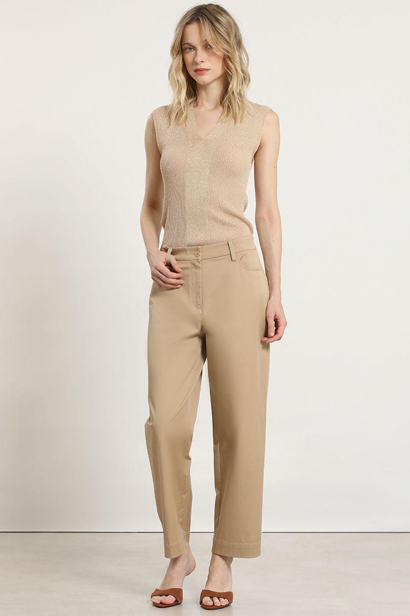 Pantalon barrel, tiro alto, beige Liola-3