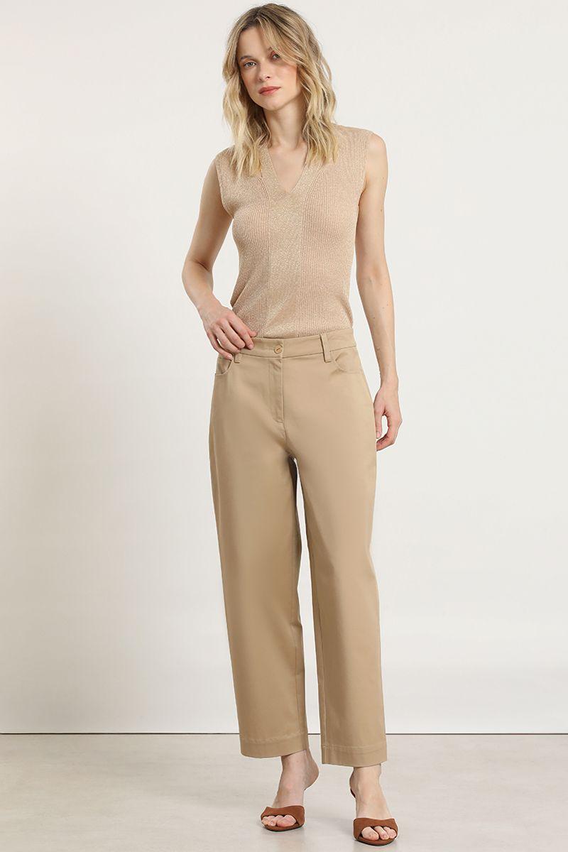 Pantalon barrel, tiro alto, beige Liola-4