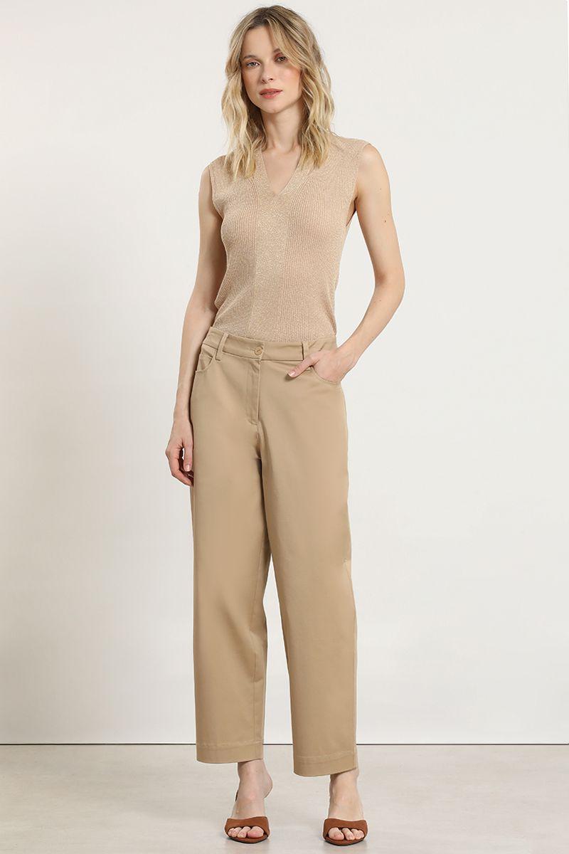 Pantalon barrel, tiro alto, beige Liola-6