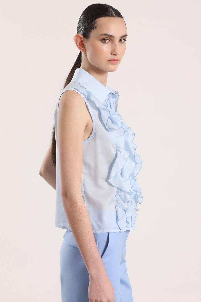 Blusa semitransparente volantes liola mujer celeste-1