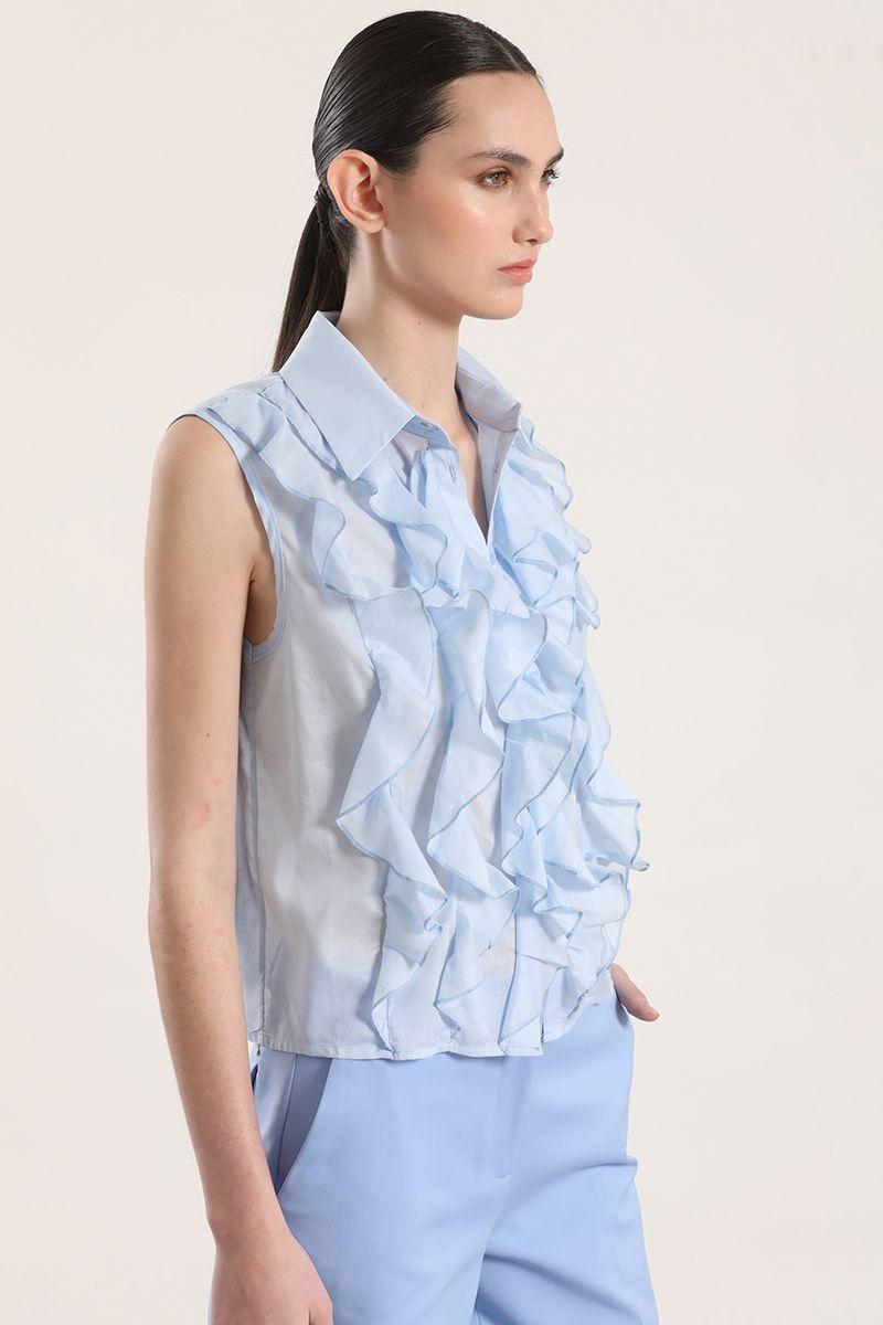 Blusa semitransparente volantes liola mujer celeste-2