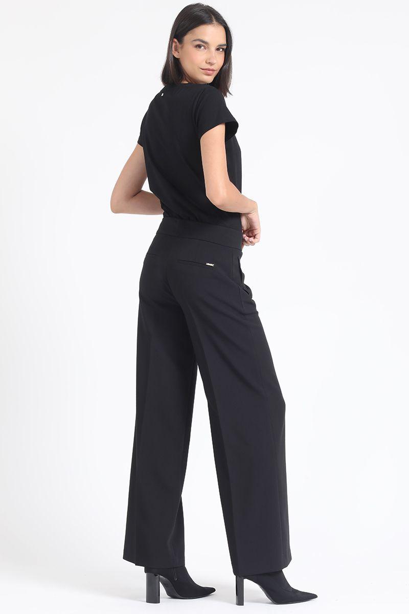 Pantalon Largo Ancho Tiro Alto, Negro Liola-2