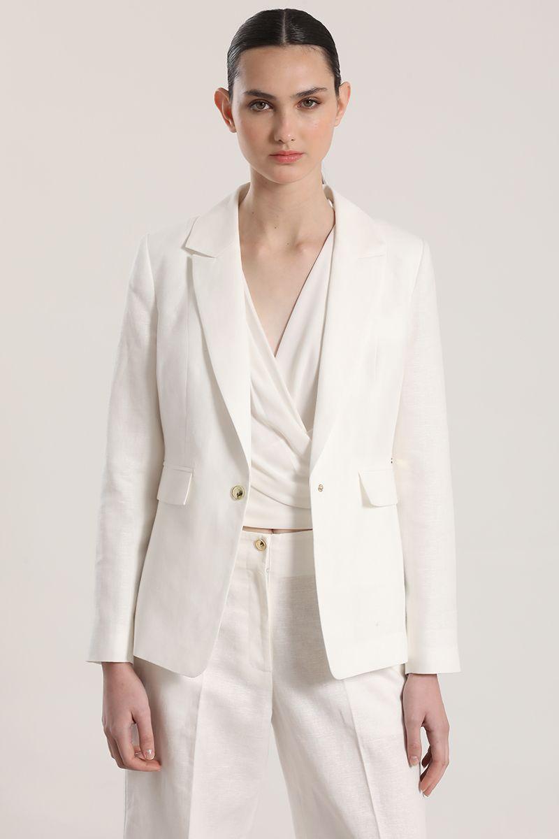 Blazer clásico lino Liola mujer crudo-0