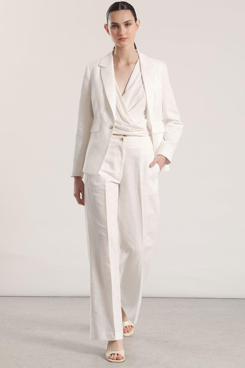 Blazer clásico lino Liola mujer crudo-1