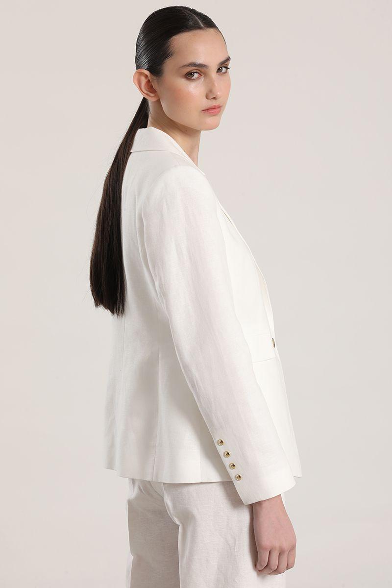 Blazer clásico lino Liola mujer crudo-4