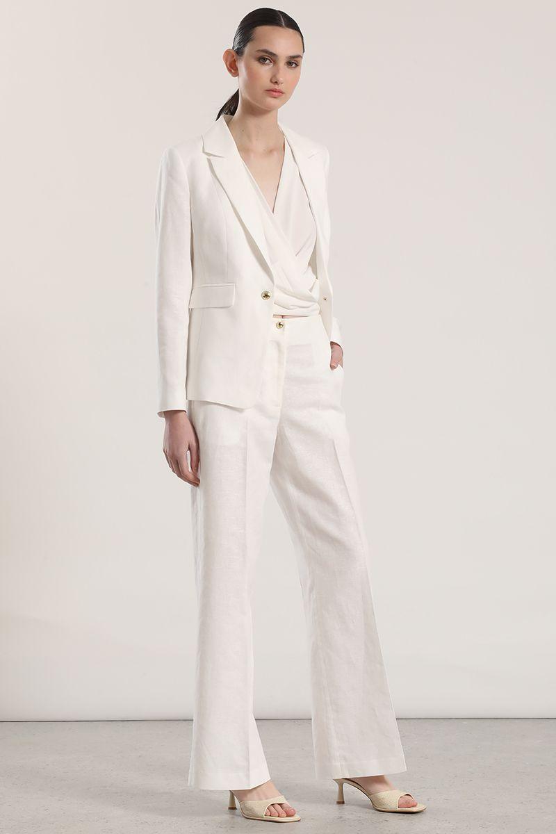 Blazer clásico lino Liola mujer crudo-5